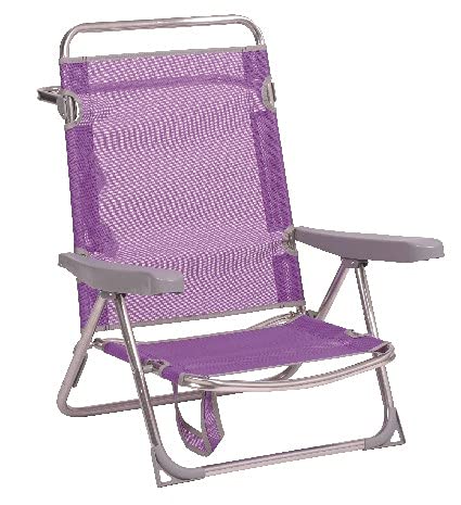 Alco 607ALF-0127 Silla/Cama Playa fibreline con asa, Lila, 71x65x15.5 cm