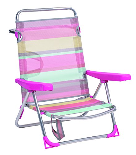 Alco 607ALF-1726 Silla/Cama Playa fibreline con asa, Rayas Multicolor, 71x65x15.5 cm