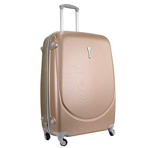 Alexander ABS Maleta de Viaje Equipaje de Mano Cabina 53.5 * 36 * 19 cm 35L Estructura Rígida Ligera con Asa 4 Ruedas Giratorias 4 Colores 3 Tamaños 1300 (Dorado, S)