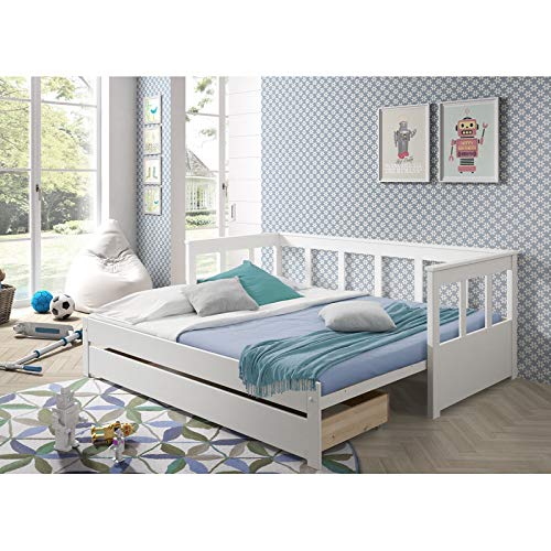 Alfred & Compagnie leïa – Cama nido, 90 x 200 cm, extensible a 180 x 200 cm, blanca