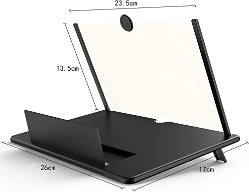 Alkinshue 12" Lupa de Pantalla de Teléfono Móvil, 3D Lupa de Pantalla, HD Lupa de Pantalla de Teléfono Plegable Adecuado para ver Videos en Todos los Teléfonos Inteligentes, Negro