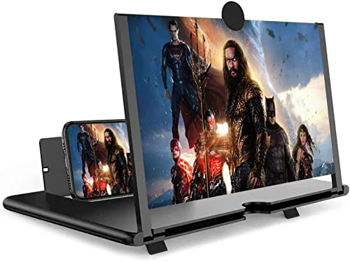 Alkinshue 12" Lupa de Pantalla de Teléfono Móvil, 3D Lupa de Pantalla, HD Lupa de Pantalla de Teléfono Plegable Adecuado para ver Videos en Todos los Teléfonos Inteligentes, Negro