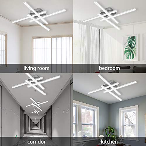 ALLOMN Luz de Techo LED, Lámpara Araña Lámpara Techo Diseño Cristal Moderno con 4 Piezas de Luz para Sala estar Dormitorio Comedor (Cristal 24W 4 Luz Blanco Frio)