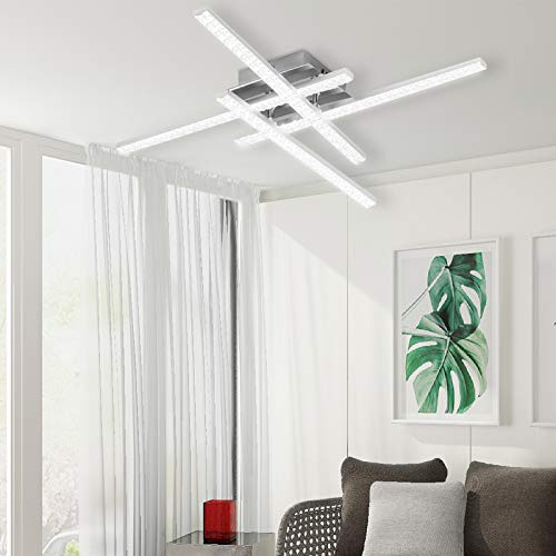 ALLOMN Luz de Techo LED, Lámpara Araña Lámpara Techo Diseño Cristal Moderno con 4 Piezas de Luz para Sala estar Dormitorio Comedor (Cristal 24W 4 Luz Blanco Frio)