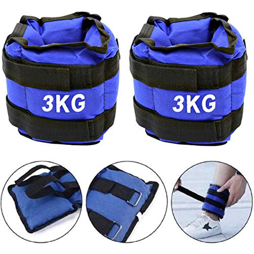 ALLPER Pack de 2 Pesas de 3 Kilos. para Tobillos y/o muñecas, TAMAÑO: 36 x 10. para Correr, Gimnasio, Footing. Correas Ajustables, Transpirable. Máxima Comodidad.