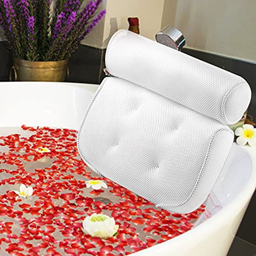 Almohada de Baño,Cojín de Baño,Almohada Bañera de Malla/Spa pillow/Bath pillow/Reposacabezas Bañera con 6 Ventosas Antideslizantes,Almohada de Baño de Masaje,Adecuada para Bañera de SPA en Casa