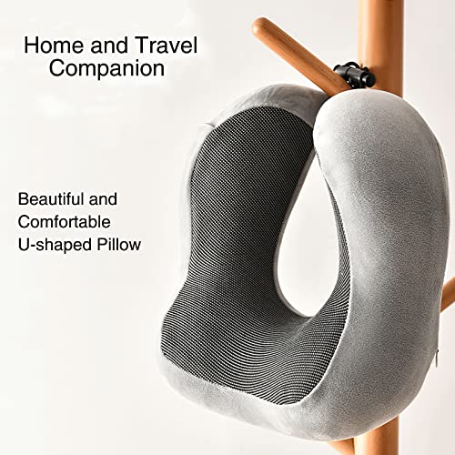 Almohada de Viaje,100% Espuma viscoelástica Pura para el Cuello con Tapones para los oídos y máscara de Ojos 3D,Almohada Suave de Apoyo para la Cabeza de 360 Grados para Dormir,avión,Coche y casa