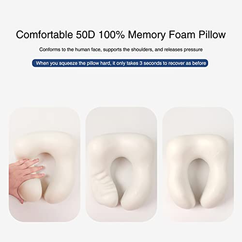 Almohada de Viaje,100% Espuma viscoelástica Pura para el Cuello con Tapones para los oídos y máscara de Ojos 3D,Almohada Suave de Apoyo para la Cabeza de 360 Grados para Dormir,avión,Coche y casa