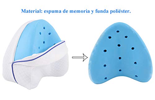 Almohada Ortopédica para Piernas y Rodillas, Espuma con Memoria, Aliviar el Dolor de Espalda, Cadera y Articulaciones, Cojín para Dormir de Lado