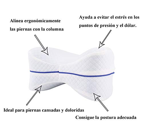 Almohada Ortopédica para Piernas y Rodillas, Espuma con Memoria, Aliviar el Dolor de Espalda, Cadera y Articulaciones, Cojín para Dormir de Lado