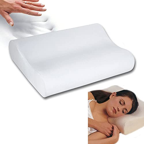 Almohada viscoelastica Cervical Blanda - Altura Ajustable - parar aliviar el Dolor de Cuello y Hombros -para Relajarse con Memoria de Forma - 48cm x 29 x 9 Antiácaros Transpirable Antibacteriano