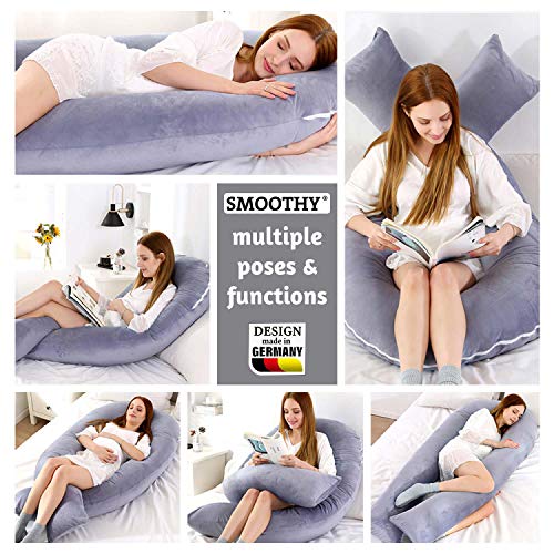 Almohadas de Embarazo, Almohadas para Dormir de Lado, Almohadas de posicionamiento, Almohadas para bebés y para Lactancia en Forma de U, Funda Lavable 100% algodón (Junior XL, 120 x 70 cm, Beige)