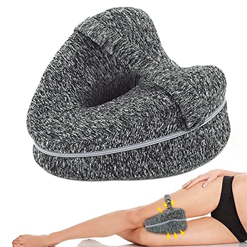 Almohadas para Piernas, Cojín para Las Rodillas Dormir, de Lado Leg Pillow, Comodidad Cojín Rodillas Espuma Viscoelástica Almohada Ortopédica para Piernas Que Alivia, Cojín Piernas para Dormir (Gris)