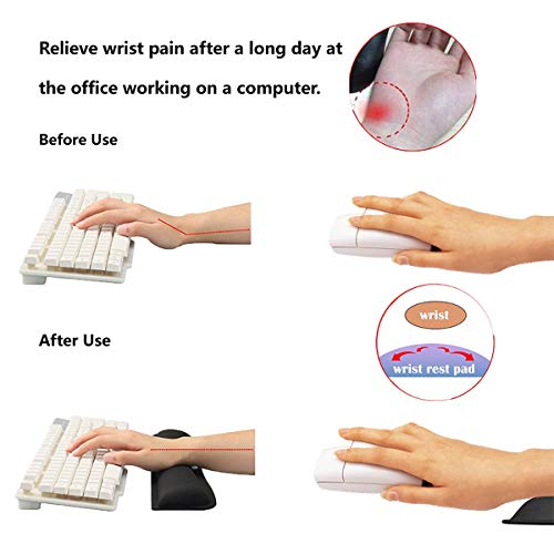 Almohadilla de reposamuñecas para teclado y ratón con espuma de memoria para facilitar la escritura y aliviar el dolor