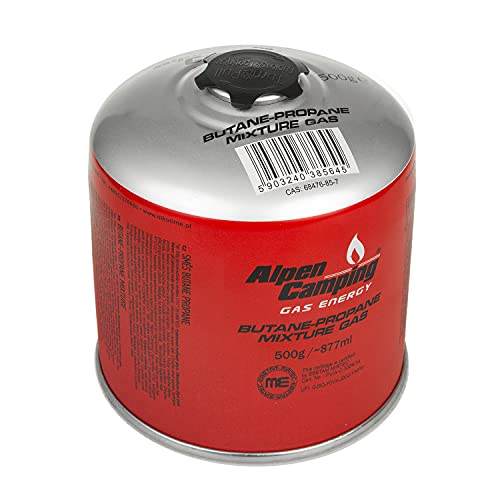 Alpen Camping Cartucho de Gas Propano-Butano 500g IK008 Válvula Roscada de 7/16 " (6x Cartucho de gas 500g)