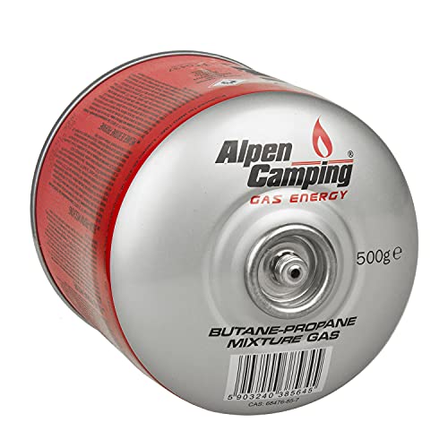 Alpen Camping Cartucho de Gas Propano-Butano 500g IK008 Válvula Roscada de 7/16 " (6x Cartucho de gas 500g)