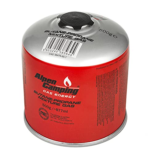 Alpen Camping Cartucho de Gas Propano-Butano 500g IK008 Válvula Roscada de 7/16 " (6x Cartucho de gas 500g)