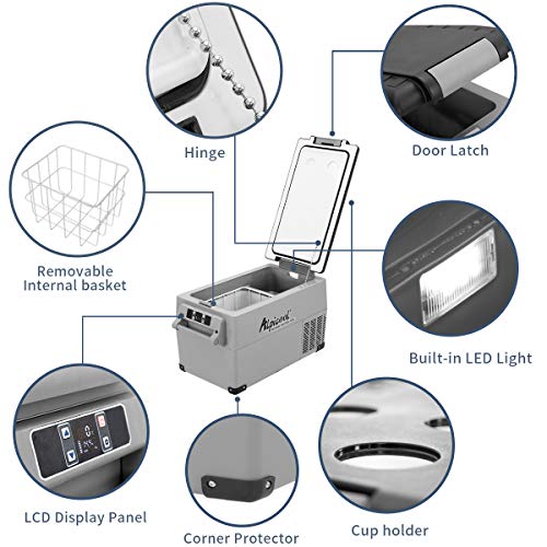 Alpicool CF35 35 Litros Nevera Portátil Eléctrica Refrigerador de Coche 12V 24V mini frigorífico CA 220v para Hogar, Camping, Viajes, Automóvil, 20ºC a 20ºC