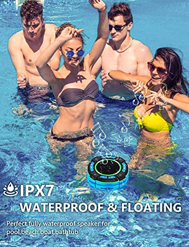 Altavoz Bluetooth Portátil para Ducha, BassPal Altavoz Bluetooth Impermeable IPX7 con Sonido HD, Espectáculo de Luces, Gancho Resistente, Altavoces Inalámbrico para Deportes en Casa, Piscina, Playa