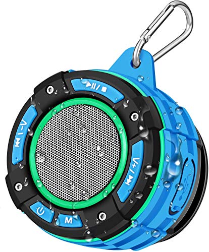 Altavoz Bluetooth Portátil para Ducha, BassPal Altavoz Bluetooth Impermeable IPX7 con Sonido HD, Espectáculo de Luces, Gancho Resistente, Altavoces Inalámbrico para Deportes en Casa, Piscina, Playa