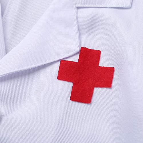 Alvivi Uniforme de Trabajo Bata Blanca Abrigo de Laboratorio Farmacia Estetoscopio de Juguete Traje de Doctor Enfermera Sanitario Chaqueta Disfraz Cosplay Conjunto Blanco A 7-8 años