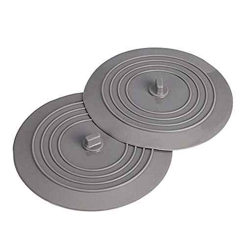 Amasawa 2 Piezas Tapón de Bañera de Silicona Tapón de Desagüe para Cocina,Tapón de Drenaje Universal, Baño y Lavaderos 6 Pulgadas (Gris)