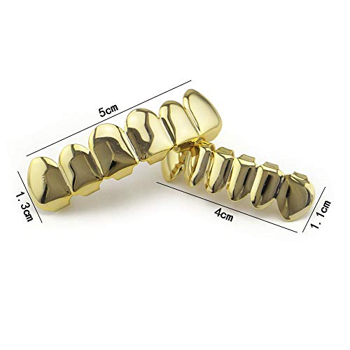 Amasawa Dientes de Hip Hop, Conjunto de Dientes Hiphop, para Hombres, Mujeres, Joyería del Cuerpo, Regalo de Fiesta de Cosplay de Halloween (Dorado)