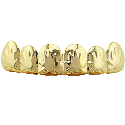 Amasawa Dientes de Hip Hop, Conjunto de Dientes Hiphop, para Hombres, Mujeres, Joyería del Cuerpo, Regalo de Fiesta de Cosplay de Halloween (Dorado)