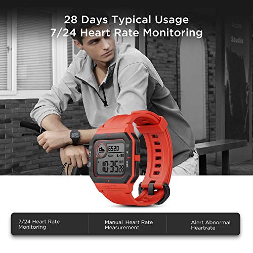 Amazfit Neo Smart Watch Reloj Inteligente 28 Días Batería 5 ATM Sensor Seguimiento Biológico Frecuencia Cardíaca iOS & Android Rojo