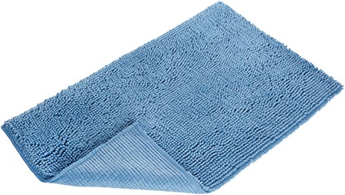 Amazon Basics - Alfombrilla de baño, antideslizante, de microfibra, 0,53 x 0,86 m, Azul lago