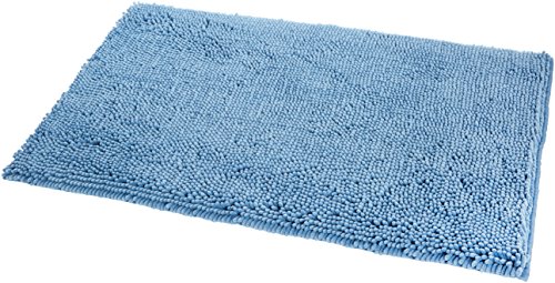 Amazon Basics - Alfombrilla de baño, antideslizante, de microfibra, 0,53 x 0,86 m, Azul lago