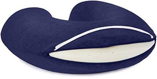 Amazon Basics - Almohada para cuello, de espuma viscoelástica, Azul marino