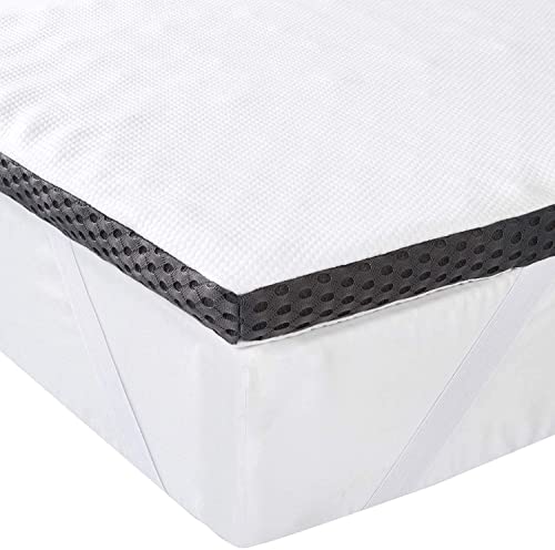 Amazon Basics - Cubrecolchón de espuma con memoria confortable con correas, 4 cm - 160 x 200 cm