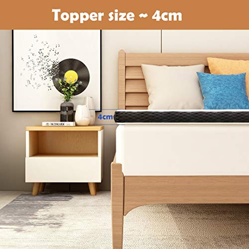 Amazon Basics - Cubrecolchón de espuma con memoria confortable con correas, 4 cm - 160 x 200 cm