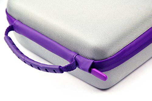 Amazon Basics - Funda de transporte para Super NES Classic y accesorios, 21,6 x 8,9 x 21,6 cm, color gris con borde morado