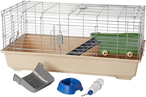 Amazon Basics - Jaula / hábitat para animales pequeños, con accesorios - 104 x 21,5 x 57 cm, Grande