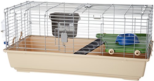 Amazon Basics - Jaula / hábitat para animales pequeños, con accesorios - 104 x 21,5 x 57 cm, Grande