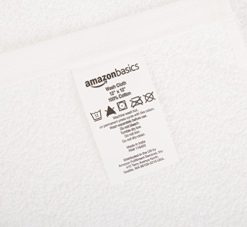 Amazon Basics - Paños de algodón (30,5 x 30,5 cm), pack de 24 - Blanco