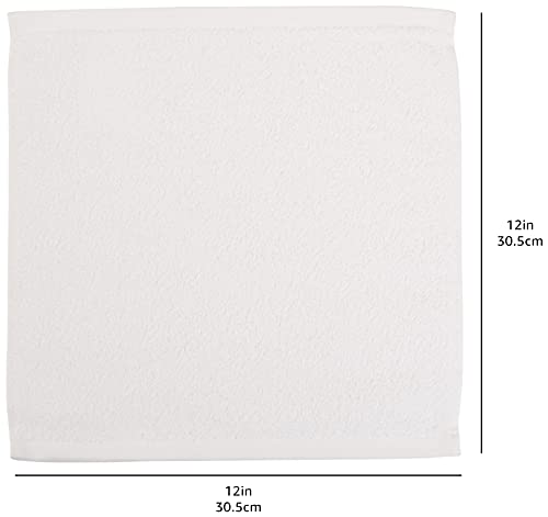 Amazon Basics - Paños de algodón (30,5 x 30,5 cm), pack de 24 - Blanco