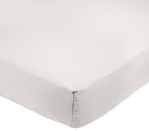 Amazon Basics - Sábana bajera ajustable (polialgodón 200 hilos) Blanco - 150 x 200 x 30 cm