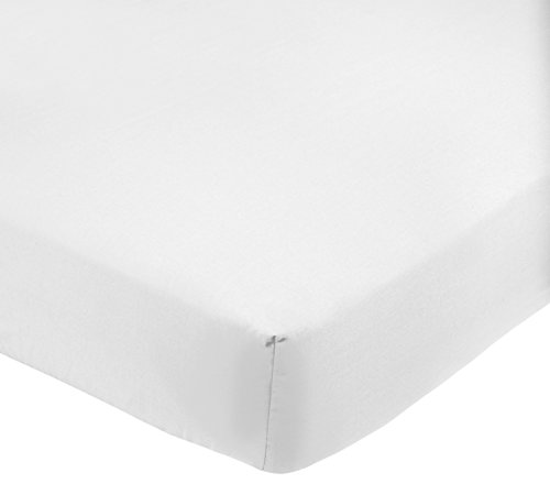 Amazon Basics - Sábana bajera ajustable (polialgodón 200 hilos) Blanco - 90 x 200 x 30 cm