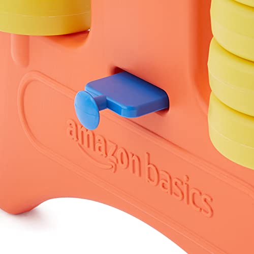 Amazon Basics - Set de juego gigante, 4 en raya, plástico prémium libre de BPA, con bolsa para transporte, azul y amarillo