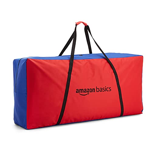 Amazon Basics - Set de juego gigante, 4 en raya, plástico prémium libre de BPA, con bolsa para transporte, azul y amarillo