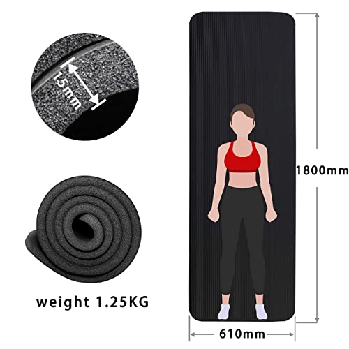 Amazon Brand - Umi - Colchonetas de Yoga Antideslizante Espesa para Pilates, Gimnasio Fitness or en Casa con Tirante