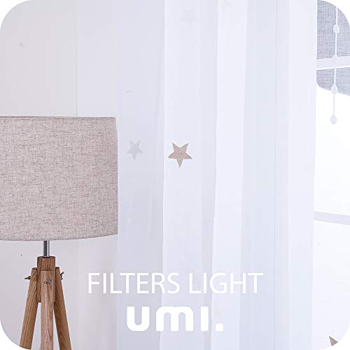 Amazon Brand - Umi Cortinas Translucidas Decorativas con Motivos Lluvia de Meteoros con Ojales 2 Piezas 140x240cm Lino