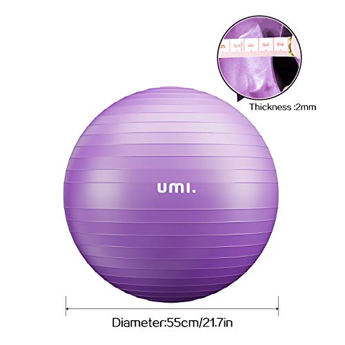 Amazon Brand - Umi - Pelota de Ejercicio Gym Ball para Fitness, Yoga, Pilates, Embarazo y Sentarse, Talla L (58-65cm)