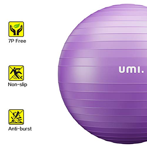 Amazon Brand - Umi - Pelota de Ejercicio Gym Ball para Fitness, Yoga, Pilates, Embarazo y Sentarse, Talla L (58-65cm)