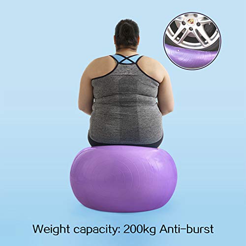 Amazon Brand - Umi - Pelota de Ejercicio Gym Ball para Fitness, Yoga, Pilates, Embarazo y Sentarse, Talla L (58-65cm)