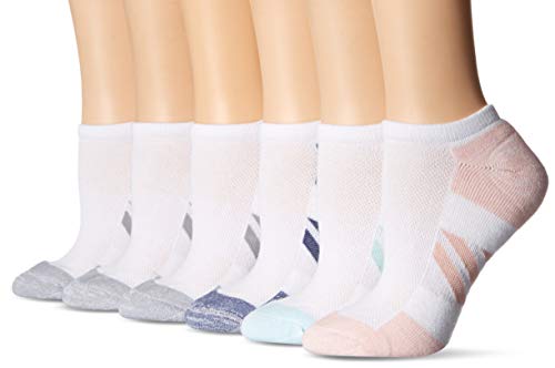 Amazon Essentials Calcetines Deportivos Acolchados de algodón de Alto Rendimiento Mujer estándar, Pack de 6, Blanco, 36-39.5