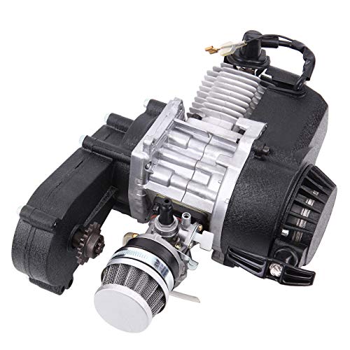 Ambienceo 49 CC Motor de 2 tiempos Motor de arranque por tracción Mini Pocket Pit Pullstart Carburador Filtro de aire Cabezal Dirt Bike Quad Pocket Bike